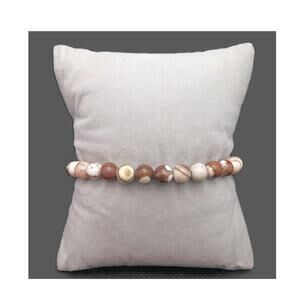 Artisan Brown Zebra Jasper Bracelet Beaded 6mm Gemstone Stretch Earthy Unisex